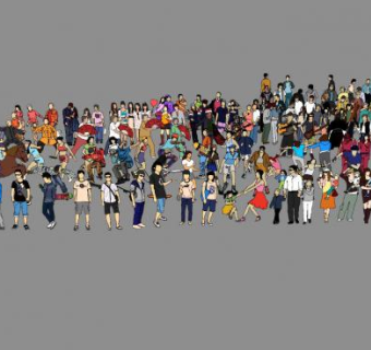 2D人物集合sketchup模型下载_sketchup草图大师SKP模型