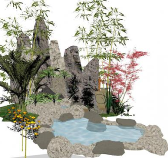 水景假山su模型下载_sketchup草图大师SKP模型