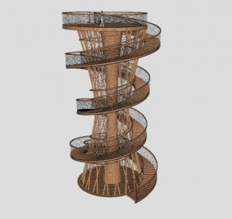 螺旋观鸟塔SU模型下载_sketchup草图大师SKP模型
