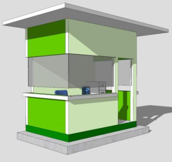 保安门卫亭收费亭SU模型下载_sketchup草图大师SKP模型