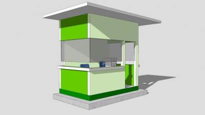 保安门卫亭收费亭SU模型下载_sketchup草图大师SKP模型