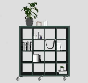 带滚轮的移动书架SU模型下载_sketchup草图大师SKP模型