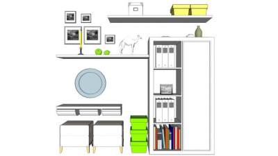 嵌墙书柜su模型下载_sketchup草图大师SKP模型