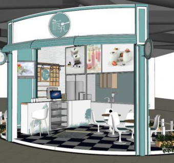 主题奶茶店su模型下载_sketchup草图大师SKP模型