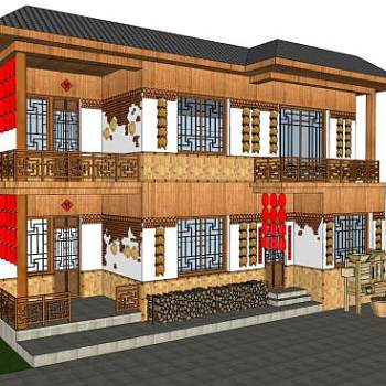 现代农村民居su模型下载_sketchup草图大师SKP模型