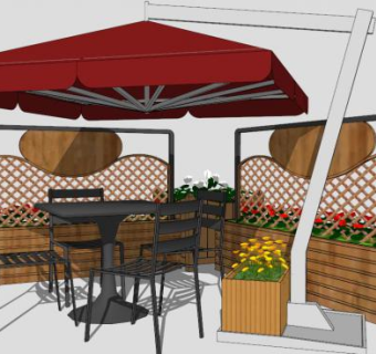 阳台桌椅su模型下载_sketchup草图大师SKP模型