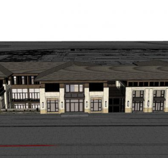 花园小区售楼处SU模型下载_sketchup草图大师SKP模型
