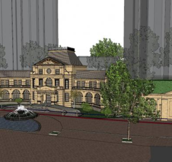 欧式小区售楼咨询处SU模型下载_sketchup草图大师SKP模型