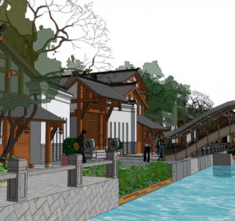 小溪su模型下载_sketchup草图大师SKP模型