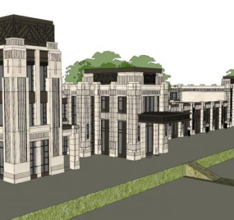 现代中式售楼处sketchup模型下载_sketchup草图大师SKP模型