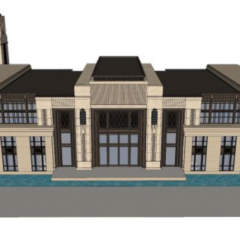 现代中式售楼厅SU模型下载_sketchup草图大师SKP模型