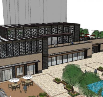 现代新中式售楼处SU模型下载_sketchup草图大师SKP模型