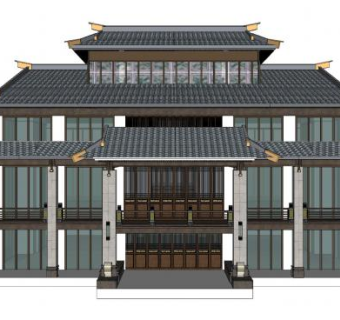 新中式售楼中心sketchup模型下载_sketchup草图大师SKP模型