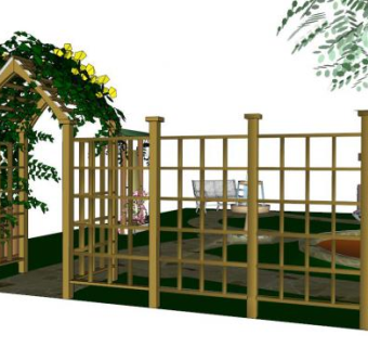 竹篱笆门su模型下载_sketchup草图大师SKP模型