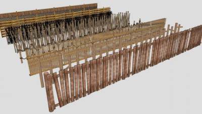 竹木篱笆su模型下载_sketchup草图大师SKP模型