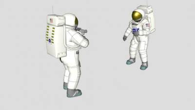 两个航天员站姿SU模型下载_sketchup草图大师SKP模型