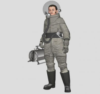 航天员男士站姿SU模型下载_sketchup草图大师SKP模型