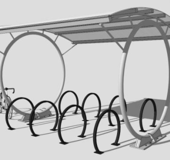自行车停车棚su模型下载_sketchup草图大师SKP模型