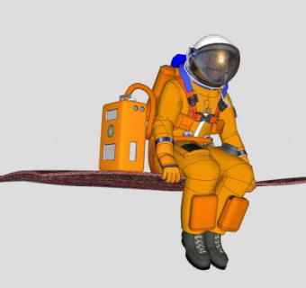 坐在地毯上的航天员SU模型下载_sketchup草图大师SKP模型