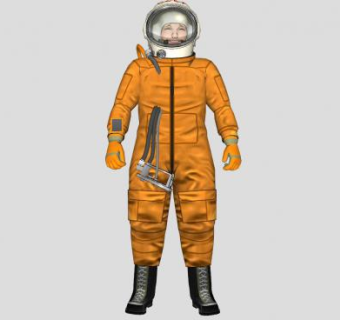 橙色太空服宇航员站姿SU模型下载_sketchup草图大师SKP模型