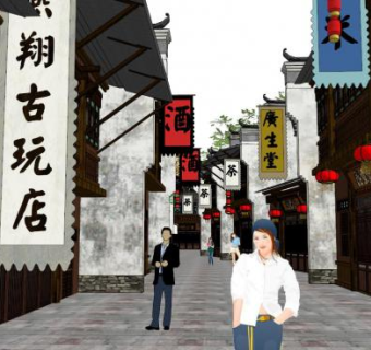 古街门头su模型下载_sketchup草图大师SKP模型