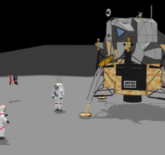 登月美国宇航员SU模型下载_sketchup草图大师SKP模型