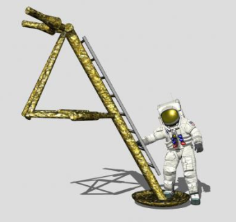 美国航天员和楼梯架SU模型下载_sketchup草图大师SKP模型