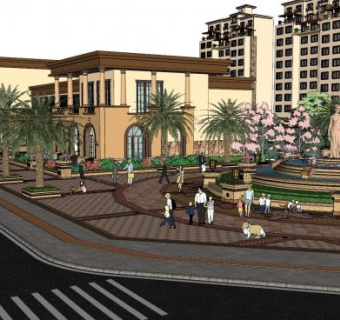 金尊金色湖岸售楼处SU模型下载_sketchup草图大师SKP模型