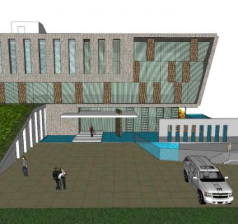 现代花园小区售楼处SU模型下载_sketchup草图大师SKP模型