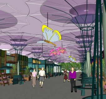 步行街一层商业街su模型下载_sketchup草图大师SKP模型