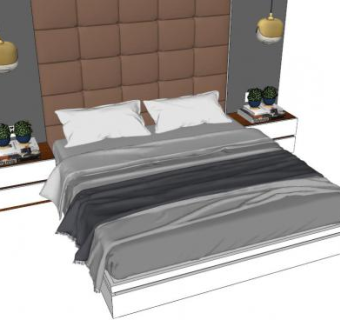 软包床su模型下载_sketchup草图大师SKP模型