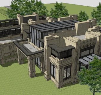 欧式新古典售楼部SU模型下载_sketchup草图大师SKP模型