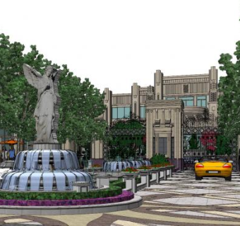 欧式新古典售楼处SU模型下载_sketchup草图大师SKP模型