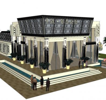 欧式新古典售楼中心SU模型下载_sketchup草图大师SKP模型