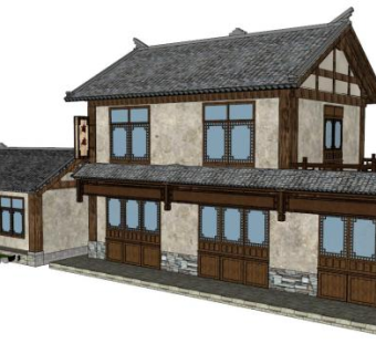 瓦房建筑su模型下载_sketchup草图大师SKP模型