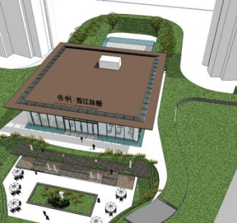 保利西江林语售楼处SU模型下载_sketchup草图大师SKP模型