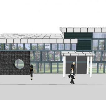 现代售楼厅外观SU模型下载_sketchup草图大师SKP模型