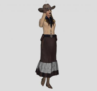 现代牛仔风格女性人物SU模型下载_sketchup草图大师SKP模型