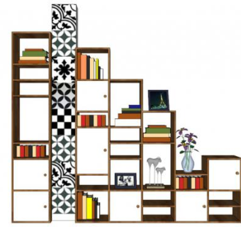 北欧风书架su模型下载_sketchup草图大师SKP模型