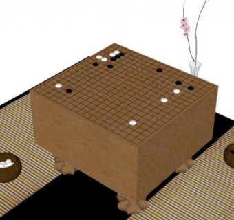 围棋桌su模型下载_sketchup草图大师SKP模型