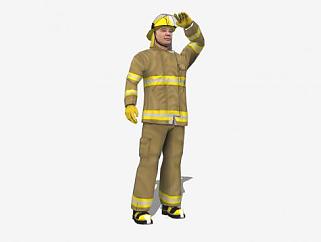 现代消防员人物SU模型下载_sketchup草图大师SKP模型