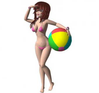 现代沙滩小女孩SU模型下载_sketchup草图大师SKP模型