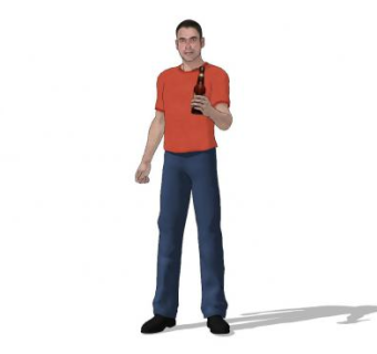 拿酒瓶的男人SU模型下载_sketchup草图大师SKP模型