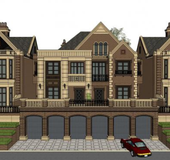 别墅的场地景观su模型下载_sketchup草图大师SKP模型