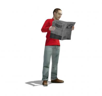 看报纸的男人SU模型下载_sketchup草图大师SKP模型