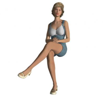 3D女士交腿坐姿SU模型下载_sketchup草图大师SKP模型