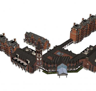 英式沿街售楼处SU模型下载_sketchup草图大师SKP模型