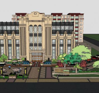 新古典售楼处建筑SU模型下载_sketchup草图大师SKP模型