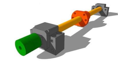 滚动轴承盒装滚珠丝杠SKP模型设计_su模型下载 草图大师模型_SKP模型