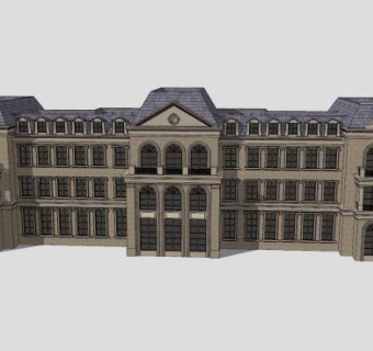 三层法式会所SU模型下载_sketchup草图大师SKP模型